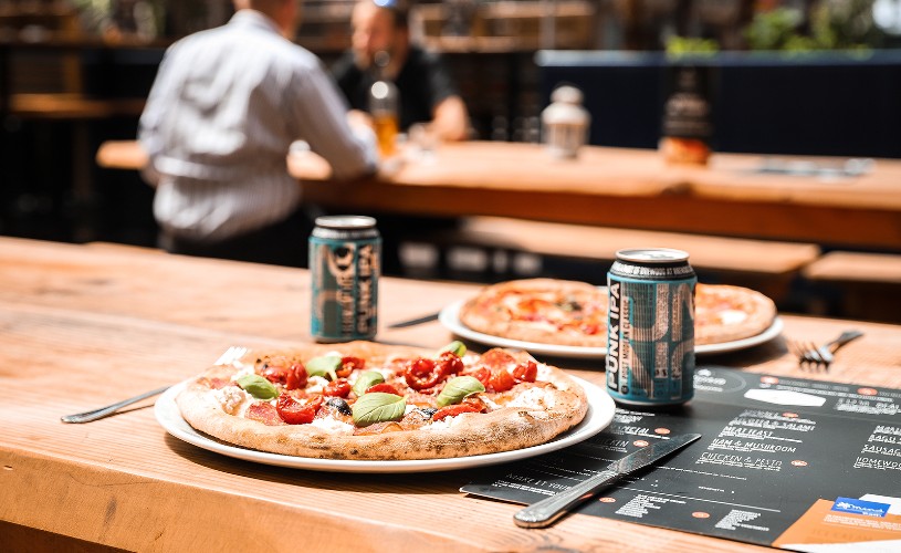 Pizza and soft drink